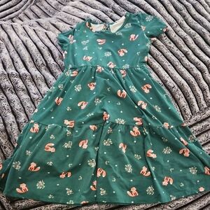 Charming Teal Fox Print Kids Dress